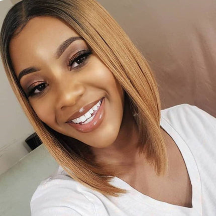 12 Inch Short Gradient Honey Blonde Wig HEBDO STORE