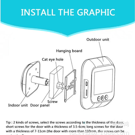 2.4 Inch Security Smart Doorbell Peephole Camera Electronic Cat Eye - Image #3