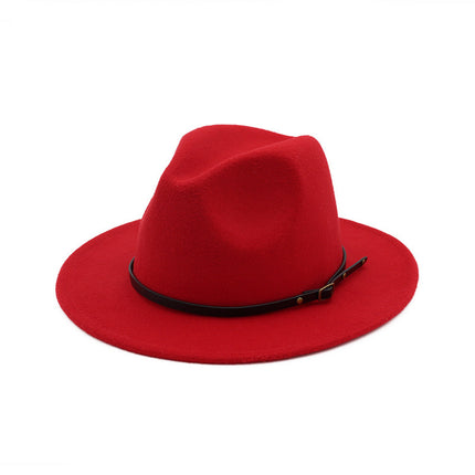 Automne et Hiver Laine Chapeau De Fedora De Mode Femme En Laine chapeau haut-de-forme Noir Chapeau Rouge Fedora Hommes L'église Panama Sombrero Chapeau