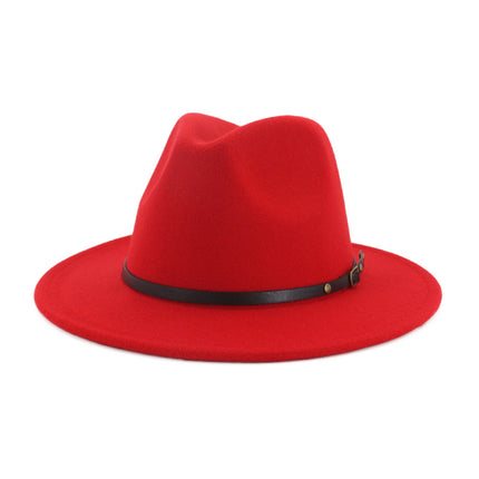 Automne et Hiver Laine Chapeau De Fedora De Mode Femme En Laine chapeau haut-de-forme Noir Chapeau Rouge Fedora Hommes L'église Panama Sombrero Chapeau