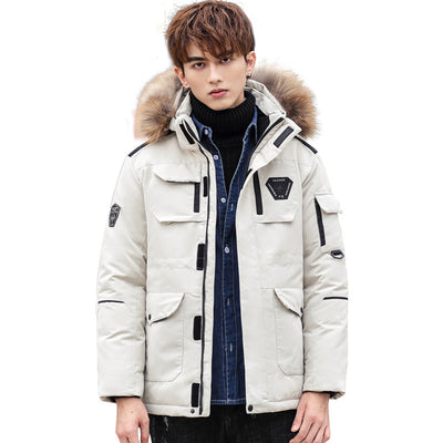 Men's Thick Hooded Fur Collar Detachable Jacket