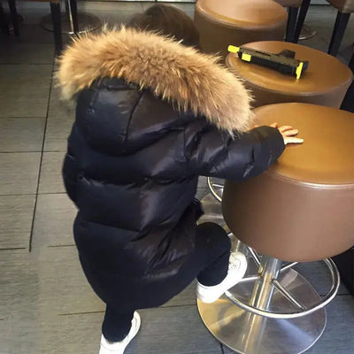 Winter Children's Down Jacket Thickened Mid-length Hooded Jacket New Boys and Girls Big Fur Collar Coat Jacket Girls Clothing - Premium  from FRANTZDOL STORE  - Just $55! Shop now at FRANTZDOL STORE 