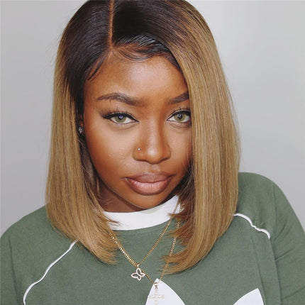 12 Inch Short Gradient Honey Blonde Wig HEBDO STORE