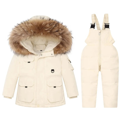 Baby Winter Warm Down Jackets Children Clothing Set 2 pcs Boys Thicken hooded coat Jumpsuit Overalls Girl Clothes Kids Snowsuit - Premium  from FRANTZDOL STORE  - Just $80! Shop now at FRANTZDOL STORE 