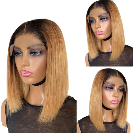 12 Inch Short Gradient Honey Blonde Wig - Image #9