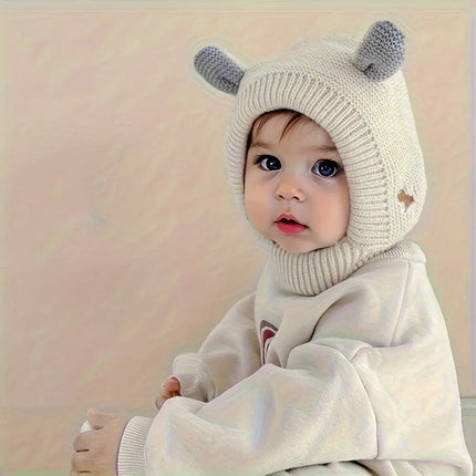 1pc Children's Knit Hat, Warmer Pullover Cap With Cute Ear Fleece Lined For Baby Boys & Girls In Autumn Winter Hebdo Store