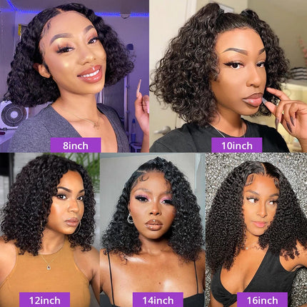 13x4 Deep Wave Lace Frontal Wig Curly Human Hair Wigs Short Bob Wig Loose Water Wave T Part Lace Front Bob Wig For Black Women HEBDO STORE