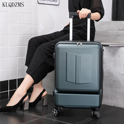 KLQDZMS 20’’24 Inch  Cabin Rolling Luggage Travel Suitcase Front Pocket Lock Cover With Laptop Bag