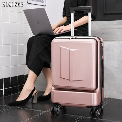 KLQDZMS 20’’24 Inch  Cabin Rolling Luggage Travel Suitcase Front Pocket Lock Cover With Laptop Bag