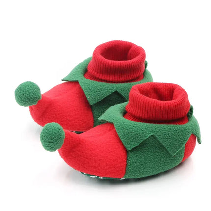 Baby Shoes for Winter Christmas Infant Shoes Cute Santa for Boys and Girls 11CM/12CM/13CM 0-12 Months Warm Lining Inside Soft HEBDO STORE