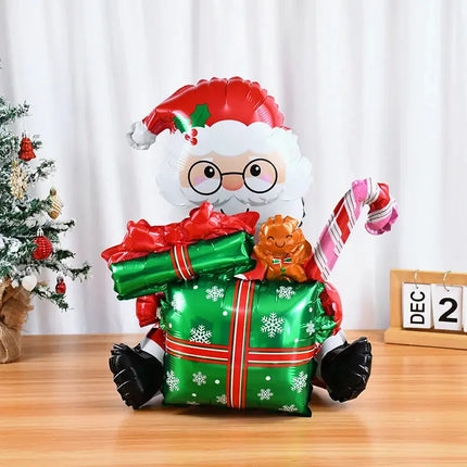 Standing Santa Claus Foil Balloon 2025 Number Balloons Christmas Decoration For Home Navidad  New Year Party 2025 Decor Supplies HEBDO STORE