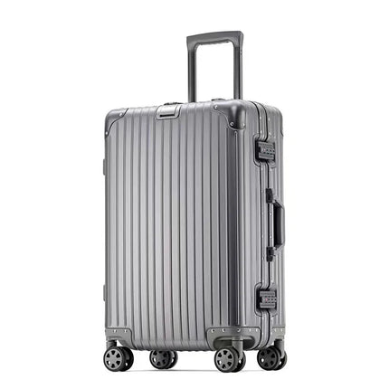 100% Aluminum-magnesium alloy Travel Suitcase Rolling Luggage 20/24/28 inch Trolley Luggage Carry-On Cabin Suitcase  Inch Silver