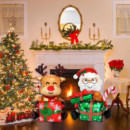 Standing Santa Claus Foil Balloon 2025 Number Balloons Christmas Decoration For Home Navidad  New Year Party 2025 Decor Supplies HEBDO STORE