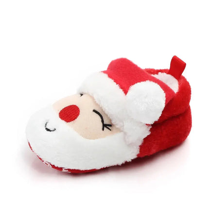 Baby Shoes for Winter Christmas Infant Shoes Cute Santa for Boys and Girls 11CM/12CM/13CM 0-12 Months Warm Lining Inside Soft HEBDO STORE