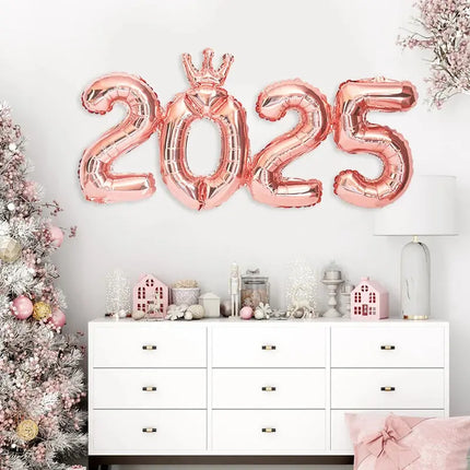 Standing Santa Claus Foil Balloon 2025 Number Balloons Christmas Decoration For Home Navidad  New Year Party 2025 Decor Supplies HEBDO STORE