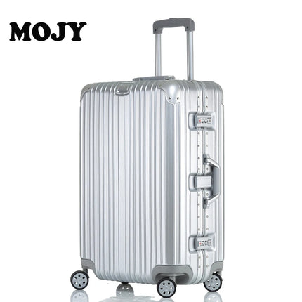 100% Aluminum-magnesium alloy Travel Suitcase Rolling Luggage 20/24/28 inch Trolley Luggage Carry-On Cabin Suitcase  Inch Silver