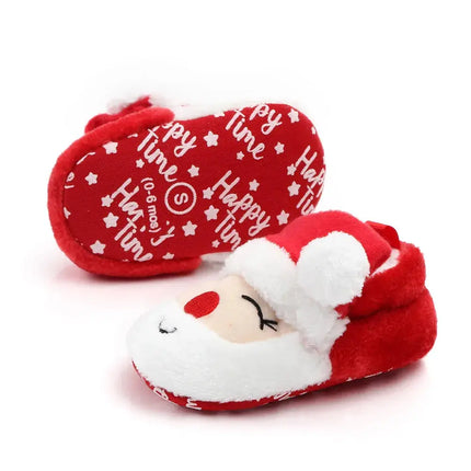 Baby Shoes for Winter Christmas Infant Shoes Cute Santa for Boys and Girls 11CM/12CM/13CM 0-12 Months Warm Lining Inside Soft HEBDO STORE