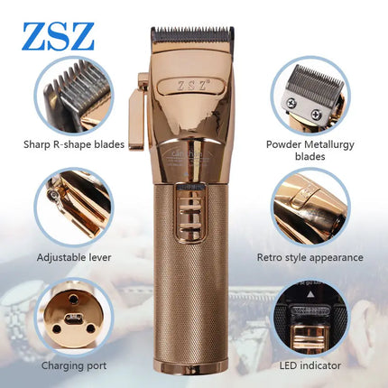 ZSZ F-90 Salon Rechargeable Built-in Battery Electric Cordless Professional Carving Oil Head Electric Hair Clippers China HEBDO STORE