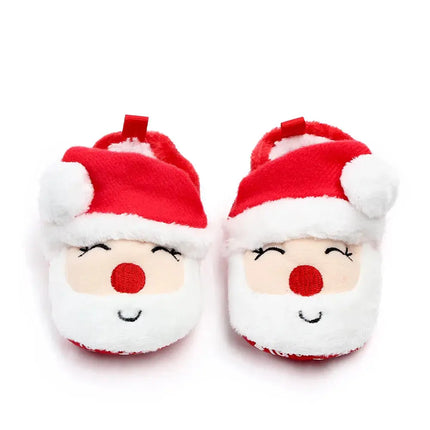 Baby Shoes for Winter Christmas Infant Shoes Cute Santa for Boys and Girls 11CM/12CM/13CM 0-12 Months Warm Lining Inside Soft HEBDO STORE