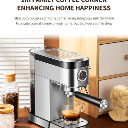 ZZUOM Espresso  20Bar Coffee Machine Semi-automatic Household Maker with Foaming Milk Frother HEBDO STORE