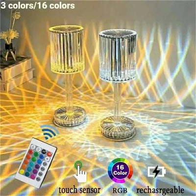 Crystal Table Lamp 3/16 Colors Usb Charging Touch Lamp Diamond Bedroom Atmosphere Lights LED Light Night For Home Xmas Decor