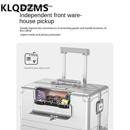 KLQDZMS Suitcase with Wheels Full Aluminum Magnesium Alloy Trolley Case Men 20 "24" 28 Inch Boarding Box Women's Luggage