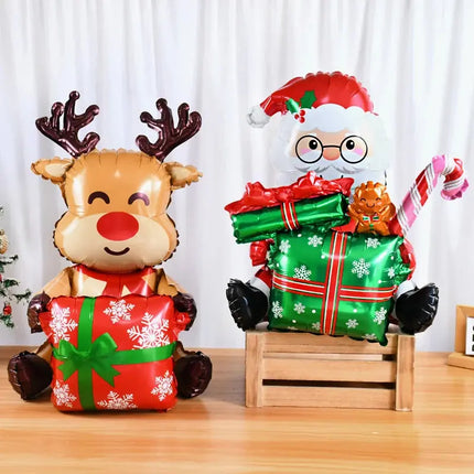 Standing Santa Claus Foil Balloon 2025 Number Balloons Christmas Decoration For Home Navidad  New Year Party 2025 Decor Supplies HEBDO STORE