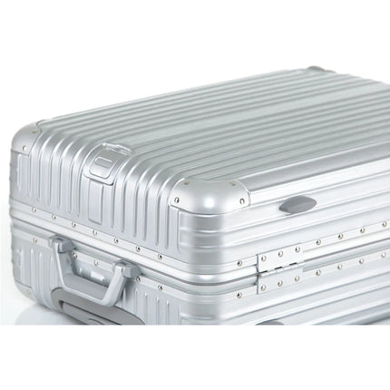 100% Aluminum-magnesium alloy Travel Suitcase Rolling Luggage 20/24/28 inch Trolley Luggage Carry-On Cabin Suitcase  Inch Silver