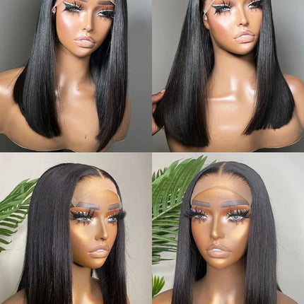 13x4 Lace Front Human Hair Wig Transparent Lace Frontal Wigs For Black Women Short Bob Wig Glueless Remy Straight Natural Wig HEBDO STORE