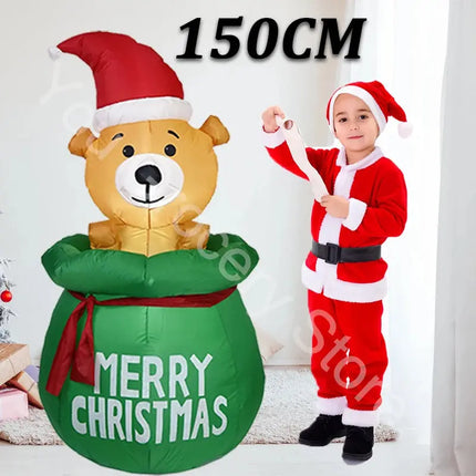 Christmas Bear Doll High Brightness Led Light Christamas Inflatable Toy Dolls Eco-friendly for Home Holiday New Year Party Decor HEBDO STORE