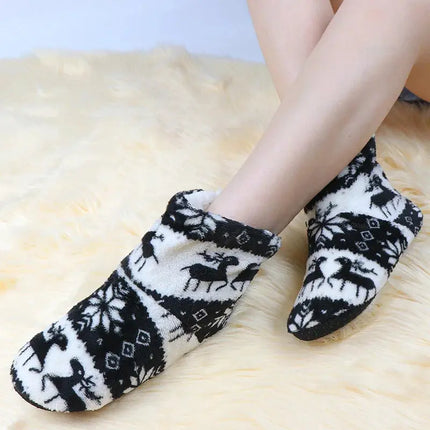 2pcs Women Warm Floor Socks Winter Thickened Plush Anti Skid Boots Soft Furry Indoor Shoes Christmas New Year Slipper Shoes Boot HEBDO STORE