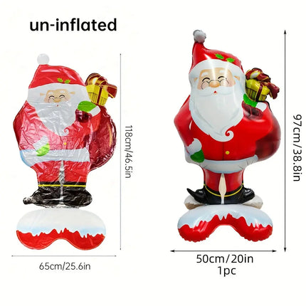 1pc New Extra Large Standing Santa Claus Foil Balloon Christmas Holiday Party Decoration New Year Birthday Supplies Easter Gift HEBDO STORE