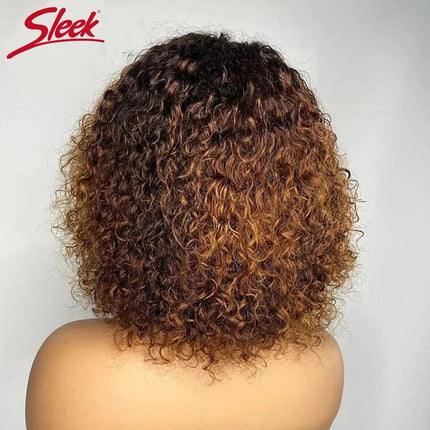 200% Density Jerry Curl Short Pixie Cut Bob Wig Ombre 1B/33 Brazilian Human Hair Wigs With Bang Natual Black Red 99j Remy Hair HEBDO STORE