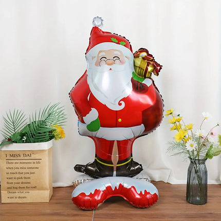 1pc New Extra Large Standing Santa Claus Foil Balloon Christmas Holiday Party Decoration New Year Birthday Supplies Easter Gift HEBDO STORE