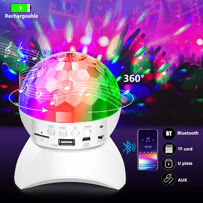 Dj Speakers Disco Ball Wireless Bluetooth Music Rotating Stage Light RGB Strobe Laser Projector Rechargeable Party Light