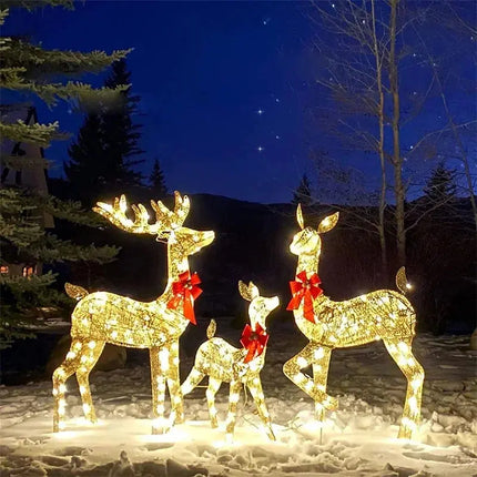 Acrylic Elk Deer LED Light, Reindeer Family Decor, Lighted Christmas Decor, Bucks Light Up, Indoor Outdoor Garden Yard, 1-3Pcs HEBDO STORE