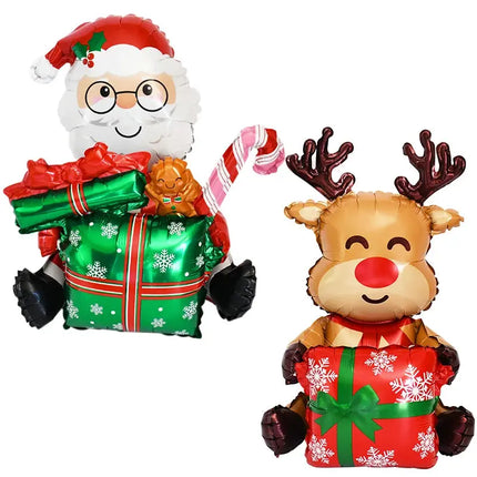 Standing Santa Claus Foil Balloon 2025 Number Balloons Christmas Decoration For Home Navidad  New Year Party 2025 Decor Supplies HEBDO STORE