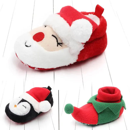 Baby Shoes for Winter Christmas Infant Shoes Cute Santa for Boys and Girls 11CM/12CM/13CM 0-12 Months Warm Lining Inside Soft HEBDO STORE