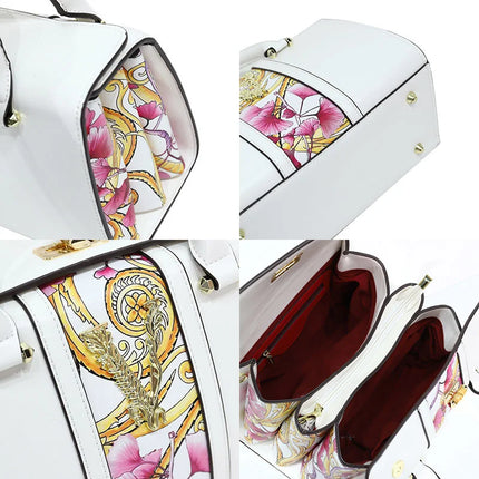 VM FASHION KISS 2023 Printing Top Handle Bags Women Split Leather Doctor Handbag Luxury Designer Shoulder Messenger Bag Totes