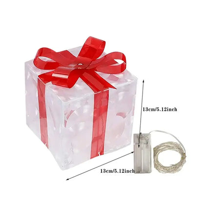 New-Christmas Glowing Gifts Box Decoration Ornament With Bow Lighting Box Outdoor Light Lighting Xmas 2024 Home Yard Decor HEBDO STORE