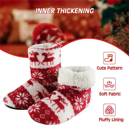 2pcs Women Warm Floor Socks Winter Thickened Plush Anti Skid Boots Soft Furry Indoor Shoes Christmas New Year Slipper Shoes Boot HEBDO STORE