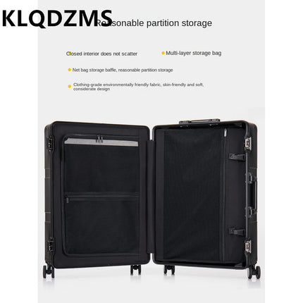 KLQDZMS Suitcase with Wheels Full Aluminum Magnesium Alloy Trolley Case Men 20 "24" 28 Inch Boarding Box Women's Luggage