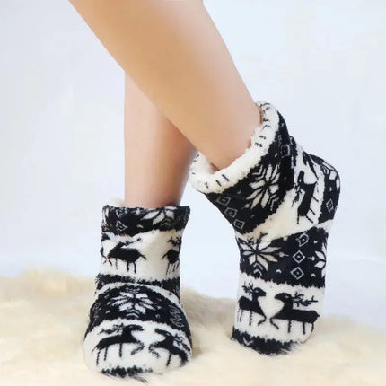 2pcs Women Warm Floor Socks Winter Thickened Plush Anti Skid Boots Soft Furry Indoor Shoes Christmas New Year Slipper Shoes Boot HEBDO STORE