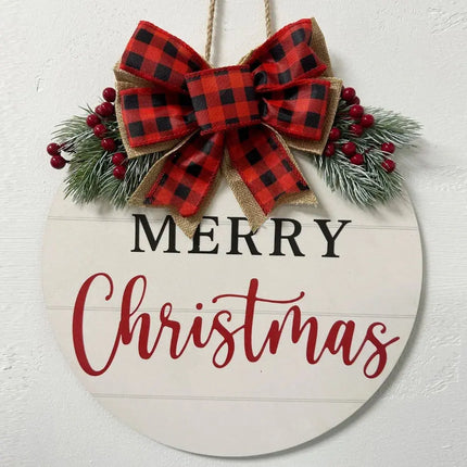 Merry Christmas Wooden Hangings Sign Christmas Wreaths Front Door Sign Festive Outdoor Home Ornament 2025 New Year Festival Prop HEBDO STORE