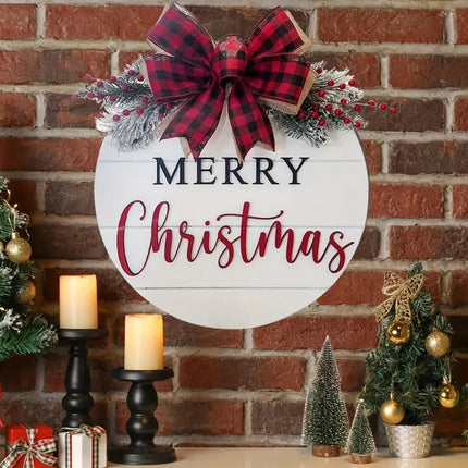 Merry Christmas Wooden Hangings Sign Christmas Wreaths Front Door Sign Festive Outdoor Home Ornament 2025 New Year Festival Prop HEBDO STORE