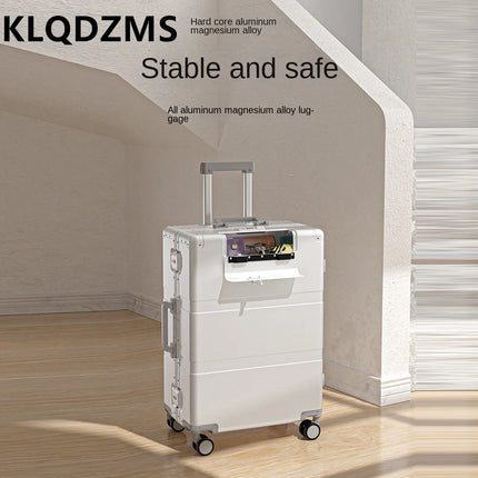 KLQDZMS Suitcase with Wheels Full Aluminum Magnesium Alloy Trolley Case Men 20 "24" 28 Inch Boarding Box Women's Luggage