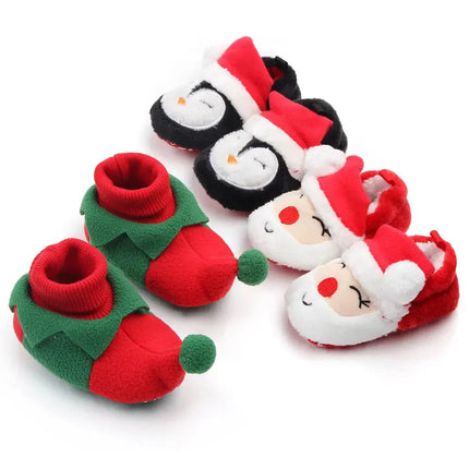 Baby Shoes for Winter Christmas Infant Shoes Cute Santa for Boys and Girls 11CM/12CM/13CM 0-12 Months Warm Lining Inside Soft HEBDO STORE