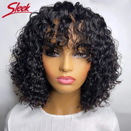 200% Density Jerry Curl Short Pixie Cut Bob Wig Ombre 1B/33 Brazilian Human Hair Wigs With Bang Natual Black Red 99j Remy Hair HEBDO STORE