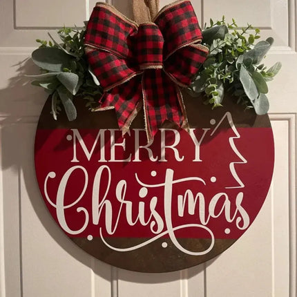 Merry Christmas Wooden Hangings Sign Christmas Wreaths Front Door Sign Festive Outdoor Home Ornament 2025 New Year Festival Prop HEBDO STORE