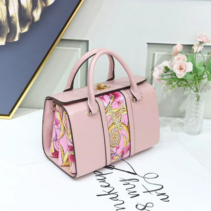 VM FASHION KISS 2023 Printing Top Handle Bags Women Split Leather Doctor Handbag Luxury Designer Shoulder Messenger Bag Totes